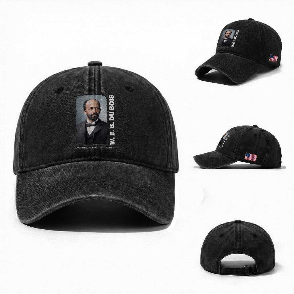 W E B Du Bois Washed Cotton Baseball Cap Black Thought Leader And Intellectual Legacy TS12 Washed Cap Universal Fit Black Print Your Wear