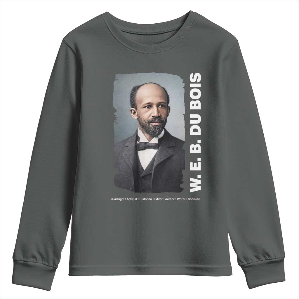 W E B Du Bois Youth Sweatshirt Black Thought Leader And Intellectual Legacy TS12 Dark Heather Print Your Wear