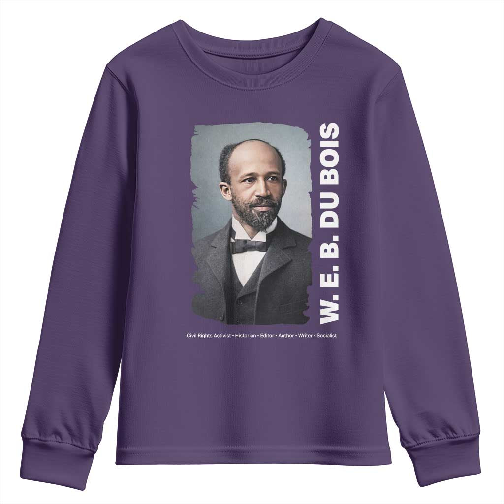 W E B Du Bois Youth Sweatshirt Black Thought Leader And Intellectual Legacy TS12 Purple Print Your Wear