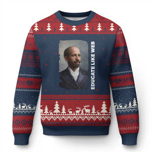 Educate Like W E B Ugly Christmas Sweater African American Heritage TS12 Navy Red Print Your Wear
