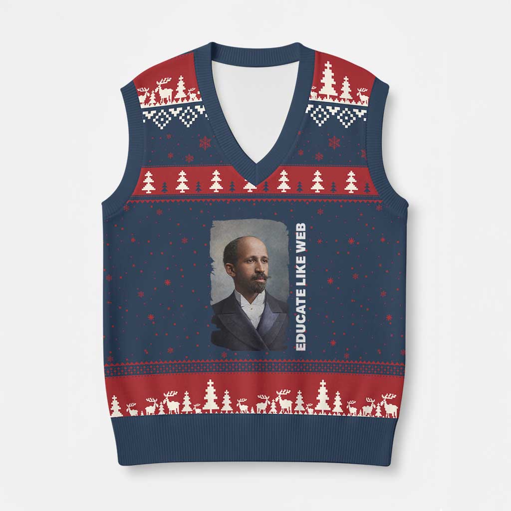Educate Like W E B V-Neck Knit Sweater Vest African American Heritage TS12 Navy Red Print Your Wear