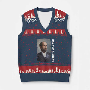 Educate Like W E B V-Neck Knit Sweater Vest African American Heritage TS12 Navy Red Print Your Wear