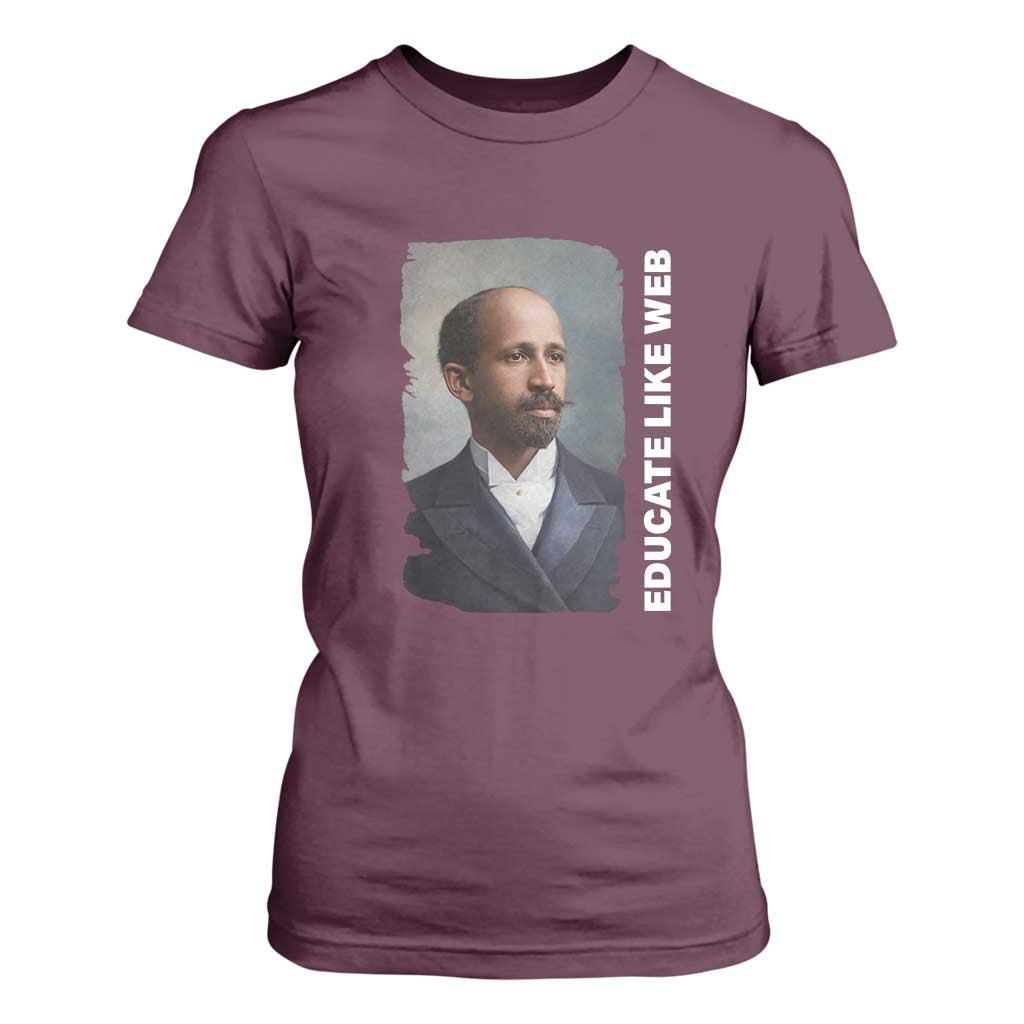 Educate Like W E B T Shirt For Women African American Heritage TS12 Maroon Print Your Wear