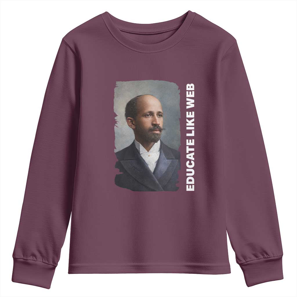 Educate Like W E B Youth Sweatshirt African American Heritage TS12 Maroon Print Your Wear