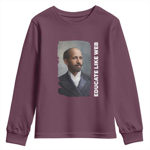 Educate Like W E B Youth Sweatshirt African American Heritage TS12 Maroon Print Your Wear