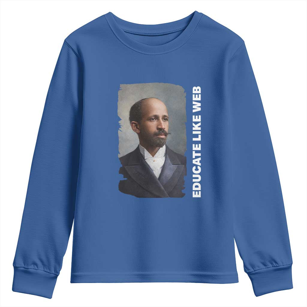 Educate Like W E B Youth Sweatshirt African American Heritage TS12 Royal Blue Print Your Wear