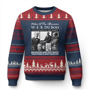 W E B Du Bois Ugly Christmas Sweater Education Must Teach Life Quote TS12 Navy Red Print Your Wear