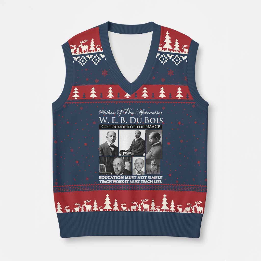 W E B Du Bois V-Neck Knit Sweater Vest Education Must Teach Life Quote TS12 Navy Red Print Your Wear
