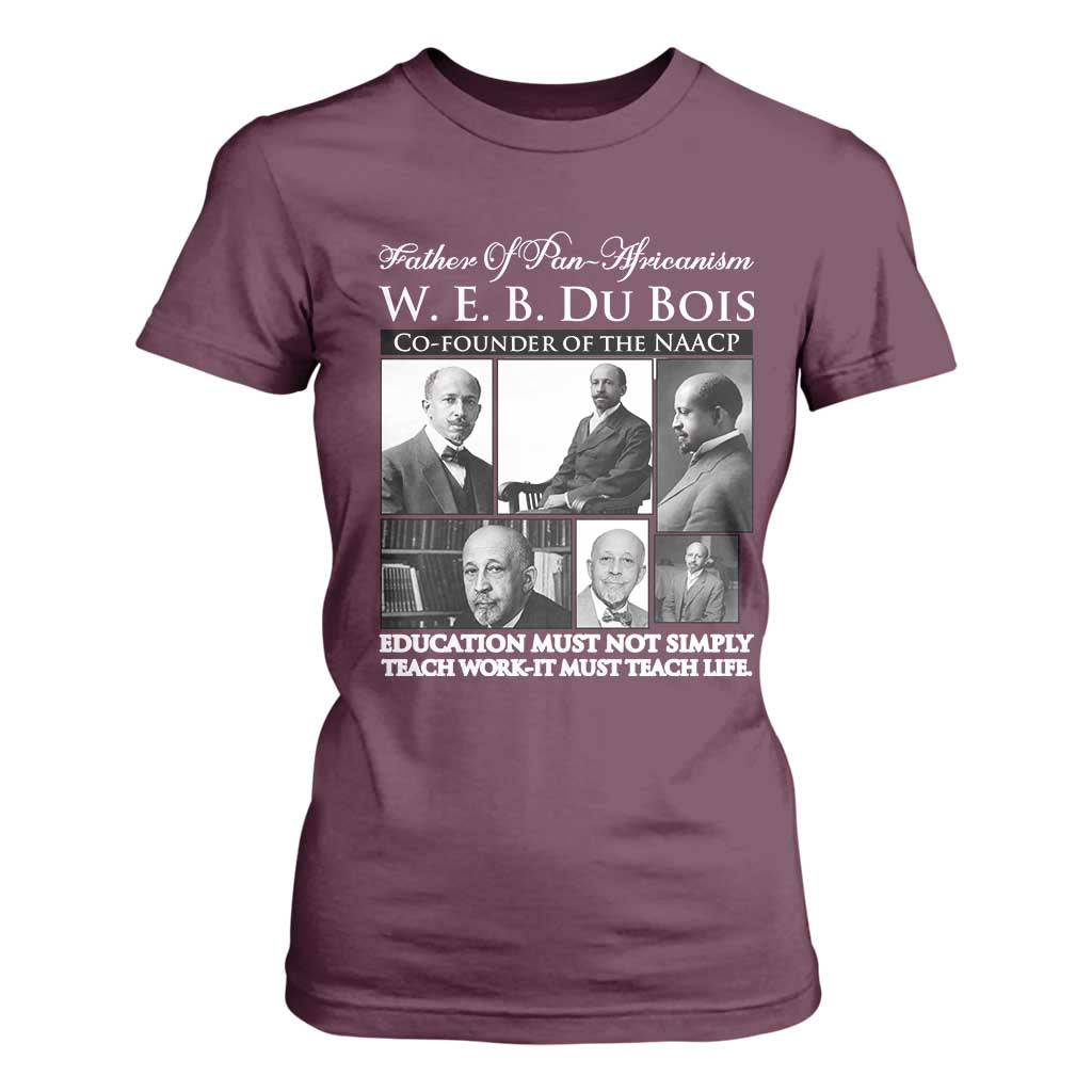 W E B Du Bois T Shirt For Women Education Must Teach Life Quote TS12 Maroon Print Your Wear
