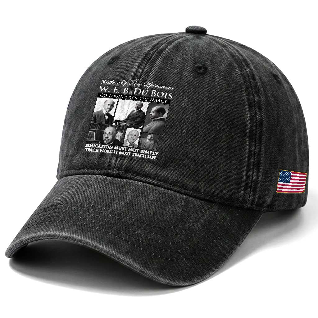 W E B Du Bois Washed Cotton Baseball Cap Education Must Teach Life Quote TS12 Print Your Wear