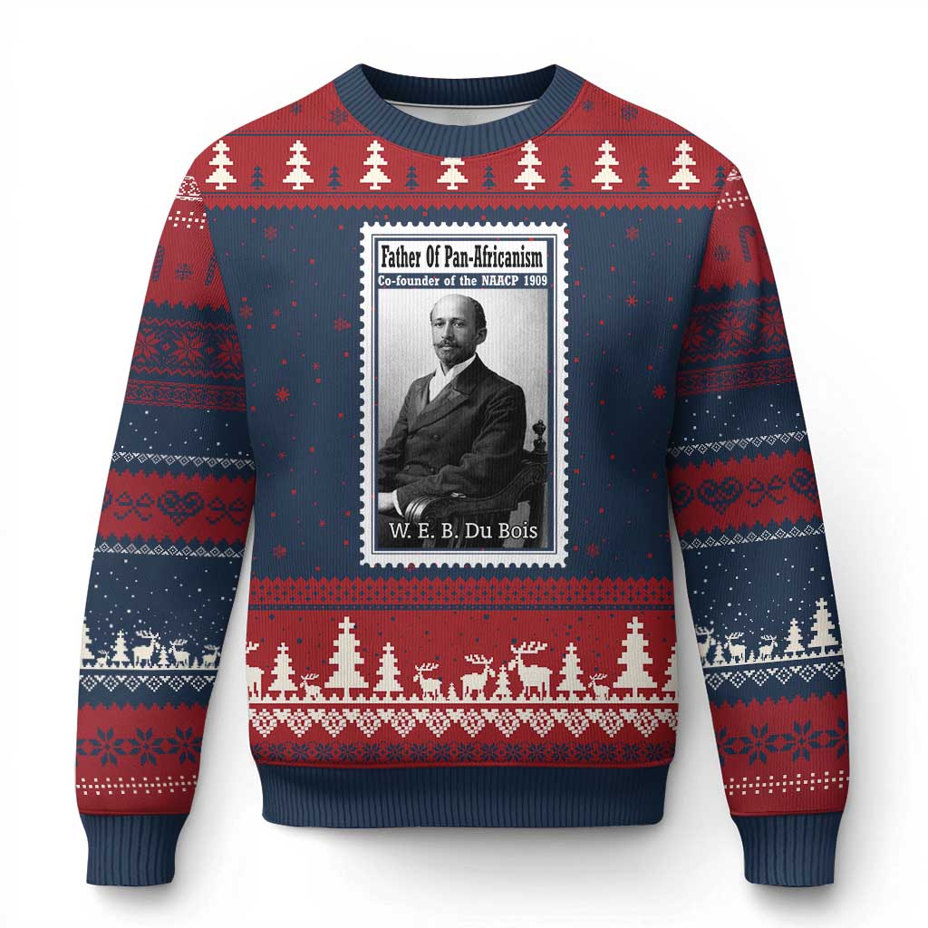 Vintage Stamp W E B Du Bois Ugly Christmas Sweater Black Thought Leader TS12 Navy Red Print Your Wear