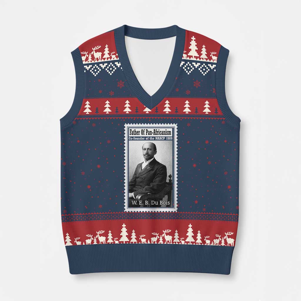Vintage Stamp W E B Du Bois V-Neck Knit Sweater Vest Black Thought Leader TS12 Navy Red Print Your Wear