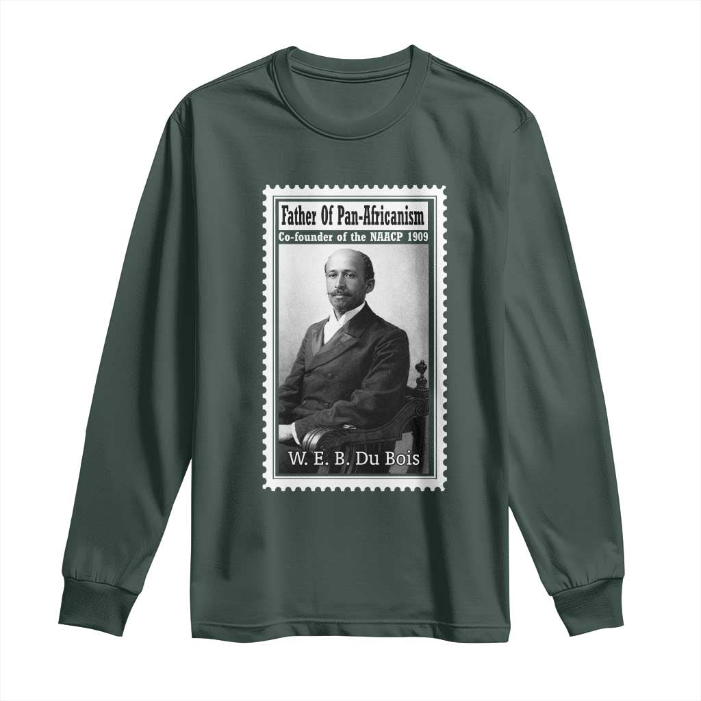 Vintage Stamp W E B Du Bois Long Sleeve Shirt Black Thought Leader TS12 Dark Forest Green Print Your Wear