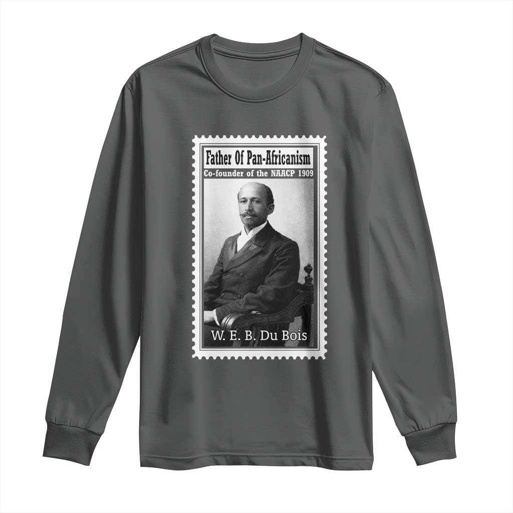 Vintage Stamp W E B Du Bois Long Sleeve Shirt Black Thought Leader TS12 Dark Heather Print Your Wear