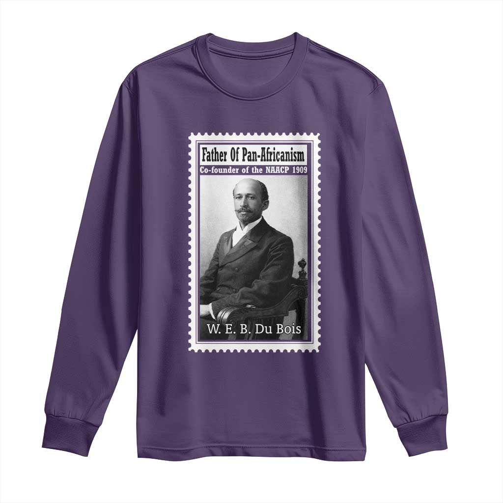 Vintage Stamp W E B Du Bois Long Sleeve Shirt Black Thought Leader TS12 Purple Print Your Wear
