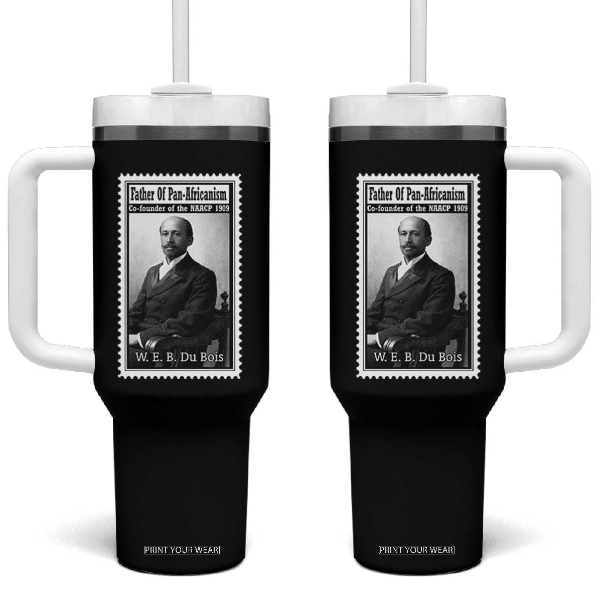 Vintage Stamp W E B Du Bois Tumbler With Handle Black Thought Leader TS12 One Size: 40 oz Black Print Your Wear