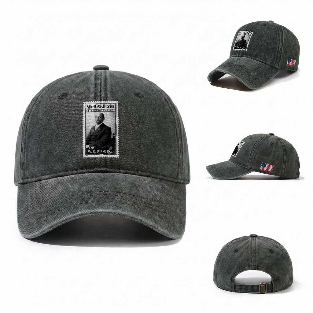 Vintage Stamp W E B Du Bois Washed Cotton Baseball Cap Black Thought Leader TS12 Washed Cap Universal Fit Dark Green Print Your Wear