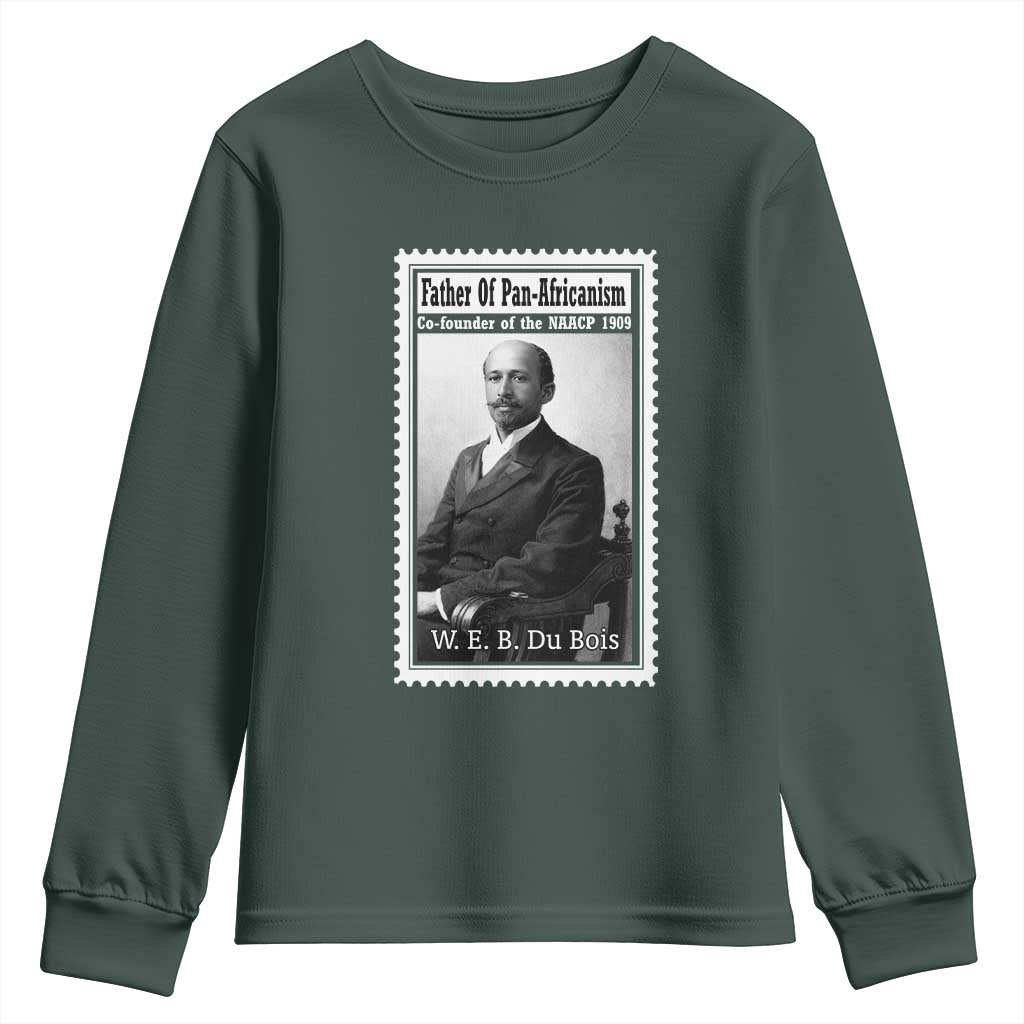 Vintage Stamp W E B Du Bois Youth Sweatshirt Black Thought Leader TS12 Dark Forest Green Print Your Wear