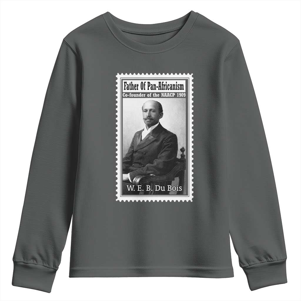 Vintage Stamp W E B Du Bois Youth Sweatshirt Black Thought Leader TS12 Dark Heather Print Your Wear