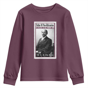Vintage Stamp W E B Du Bois Youth Sweatshirt Black Thought Leader TS12 Maroon Print Your Wear