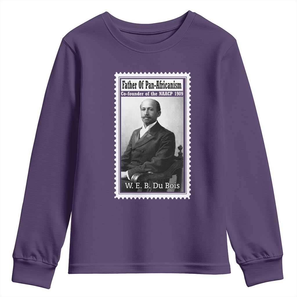 Vintage Stamp W E B Du Bois Youth Sweatshirt Black Thought Leader TS12 Purple Print Your Wear