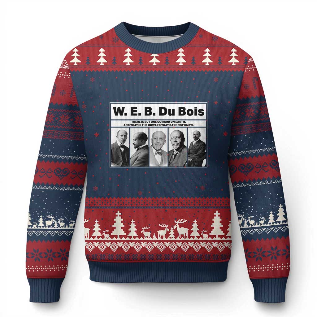 W E B Du Bois Quote Ugly Christmas Sweater There Is But One Coward On Earth TS12 Navy Red Print Your Wear