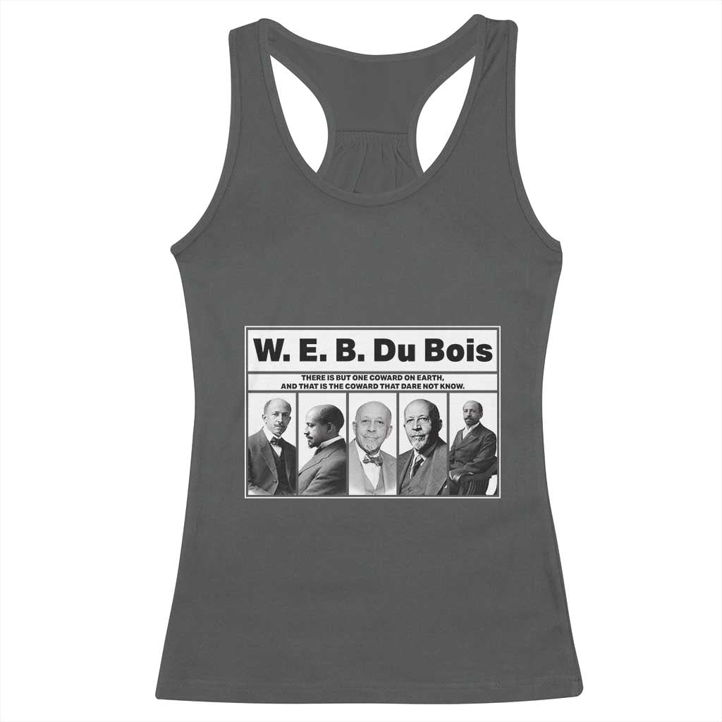 W E B Du Bois Quote Racerback Tank Top There Is But One Coward On Earth TS12 Dark Heather Print Your Wear