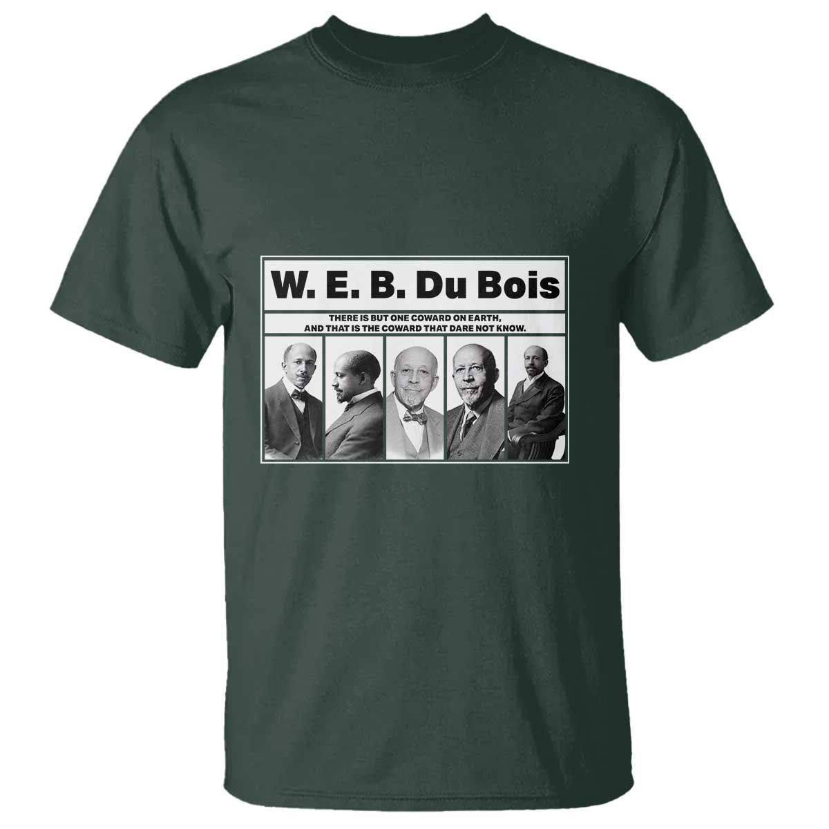 W E B Du Bois Quote T Shirt There Is But One Coward On Earth TS12 Dark Forest Green Print Your Wear