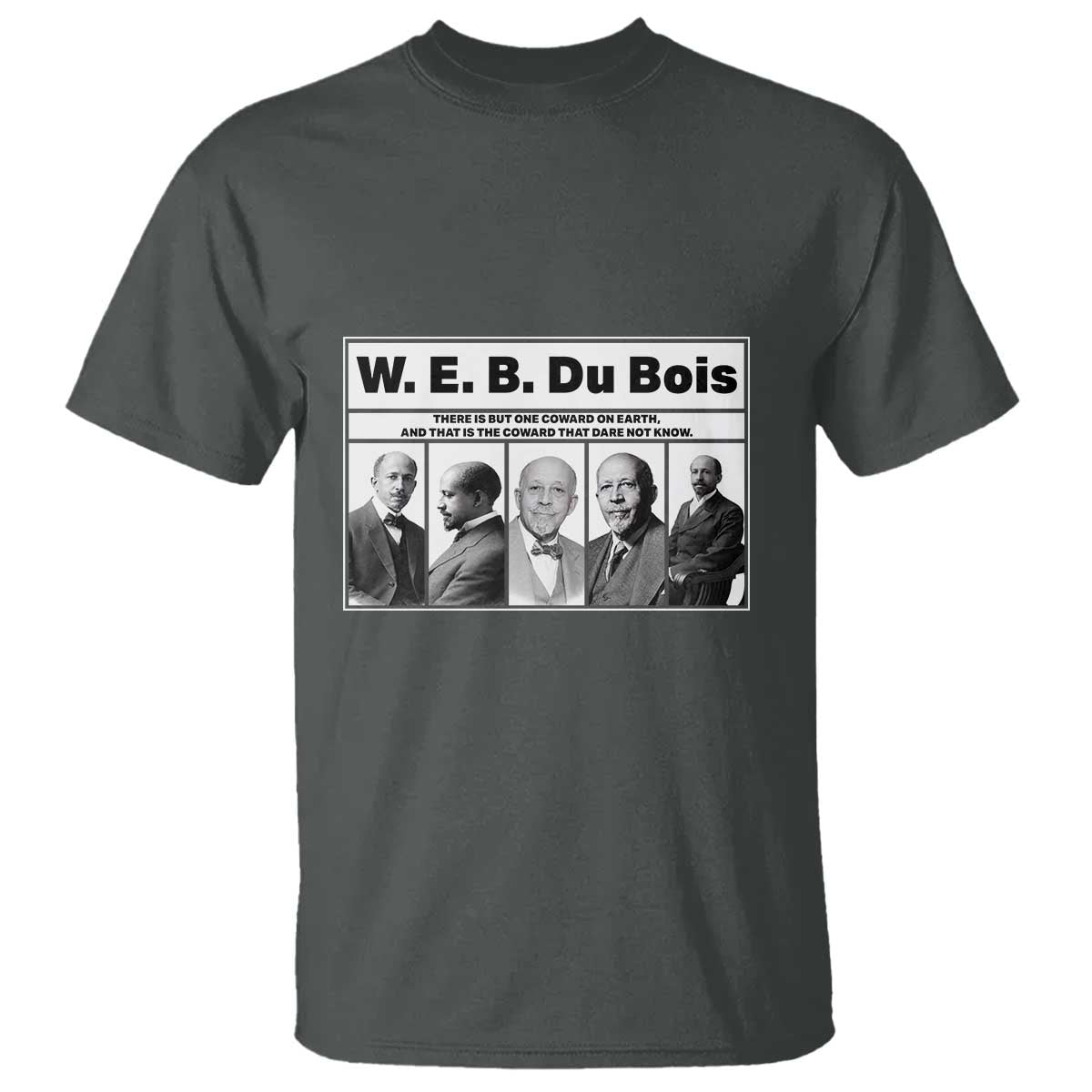 W E B Du Bois Quote T Shirt There Is But One Coward On Earth TS12 Dark Heather Print Your Wear