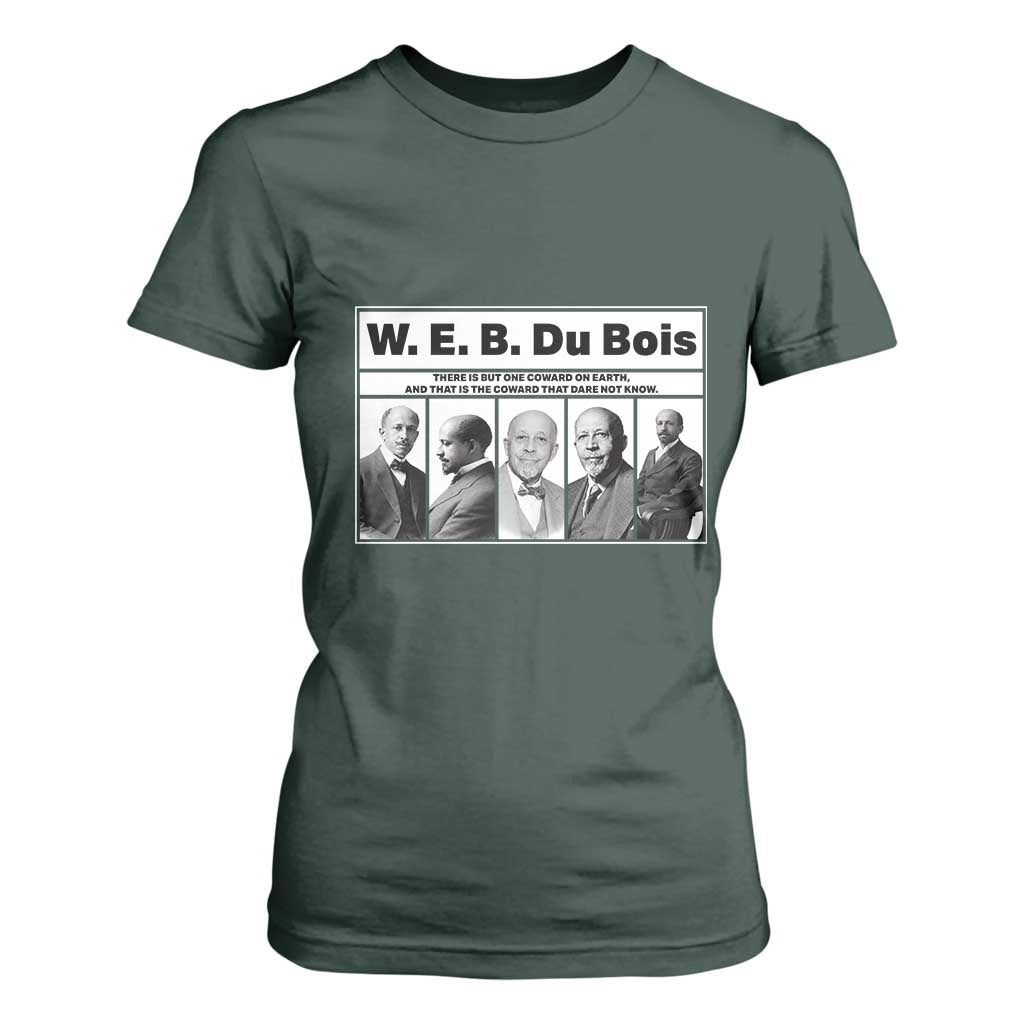 W E B Du Bois Quote T Shirt For Women There Is But One Coward On Earth TS12 Dark Forest Green Print Your Wear
