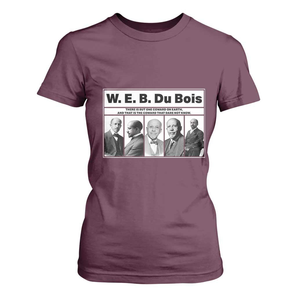 W E B Du Bois Quote T Shirt For Women There Is But One Coward On Earth TS12 Maroon Print Your Wear