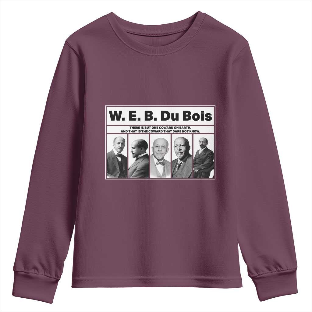 W E B Du Bois Quote Youth Sweatshirt There Is But One Coward On Earth TS12 Maroon Print Your Wear