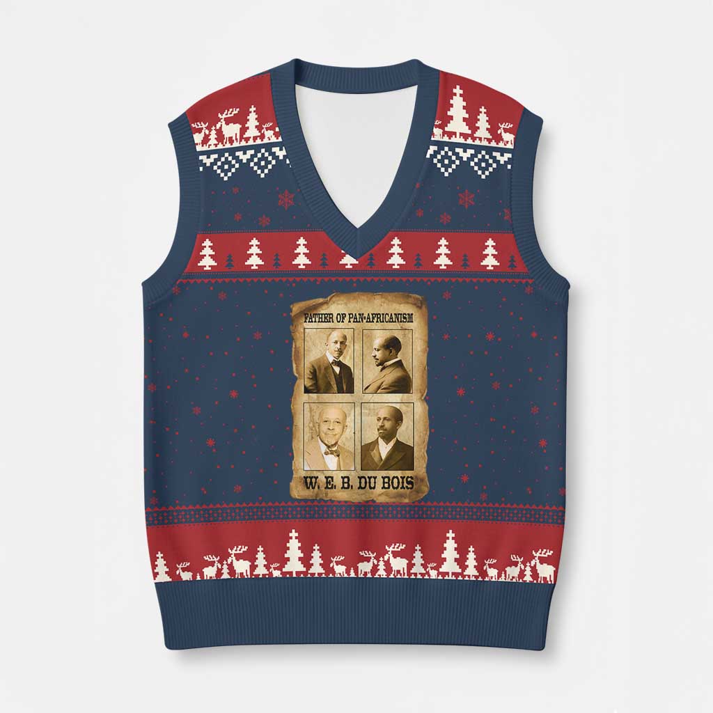 W E B Du Bois V-Neck Knit Sweater Vest African American History Gift TS12 Navy Red Print Your Wear