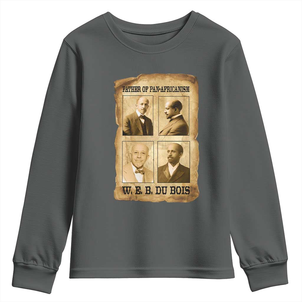 W E B Du Bois Youth Sweatshirt African American History Gift TS12 Dark Heather Print Your Wear