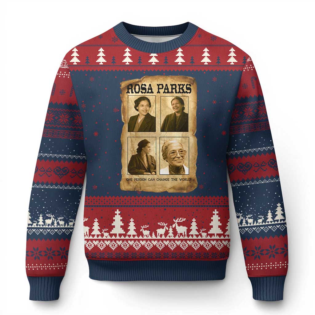 One Person Can Change The World Quote Ugly Christmas Sweater Rosa Parks Legacy TS12 Navy Red Print Your Wear