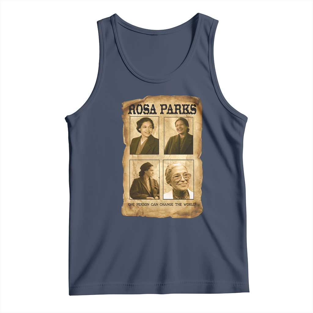 One Person Can Change The World Quote Tank Top Rosa Parks Legacy TS12 Navy Print Your Wear