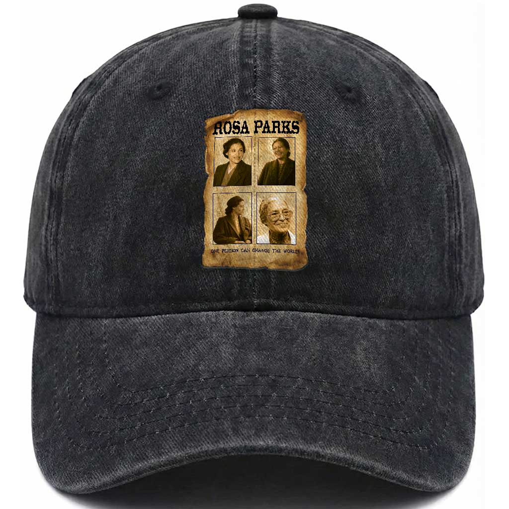 One Person Can Change The World Quote Washed Cotton Baseball Cap Rosa Parks Legacy TS12 Print Your Wear