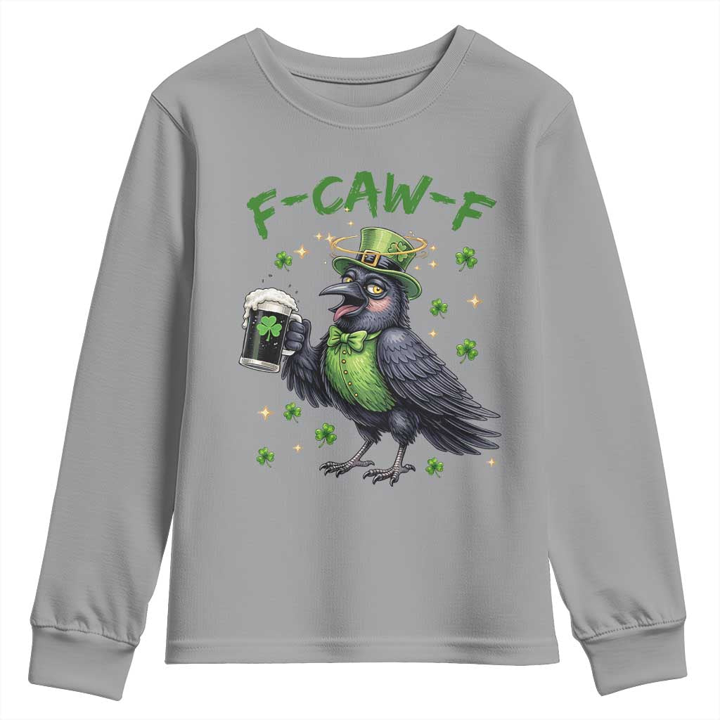 F Caw F Raven Lover Youth Sweatshirt Funny St Patricks Day Gift TS12 Sport Gray Print Your Wear