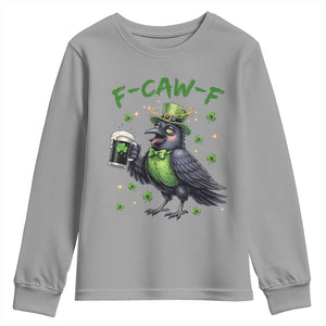 F Caw F Raven Lover Youth Sweatshirt Funny St Patricks Day Gift TS12 Sport Gray Print Your Wear