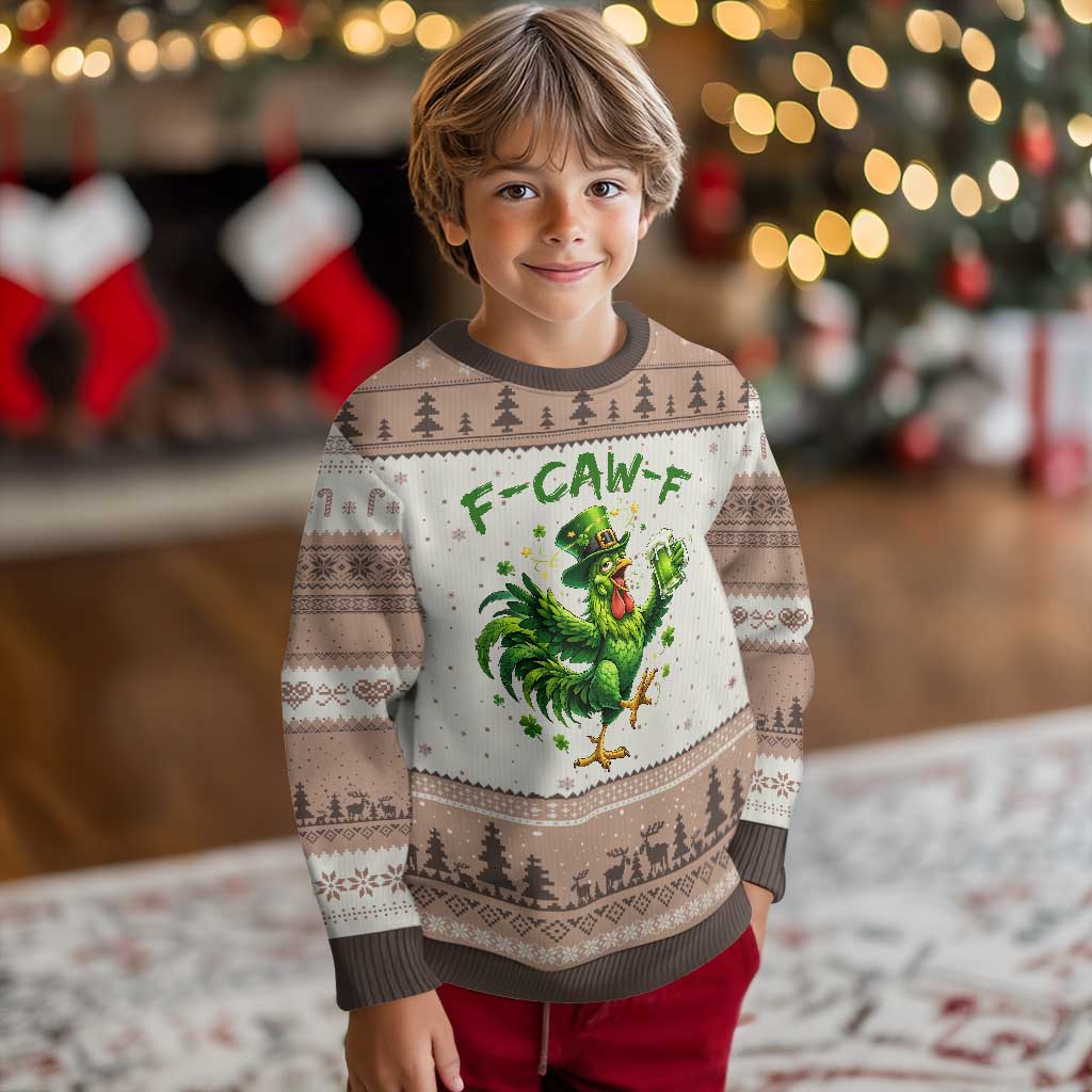 F Caw F Drunk Irish Chicken Ugly Christmas Sweater Funny St Patricks Day Gift TS12 Mocha Mousse Print Your Wear