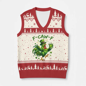 F Caw F Drunk Irish Chicken V-Neck Knit Sweater Vest Funny St Patricks Day Gift TS12 Beige Red Print Your Wear
