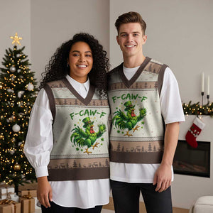 F Caw F Drunk Irish Chicken V-Neck Knit Sweater Vest Funny St Patricks Day Gift TS12 Mocha Mousse Print Your Wear
