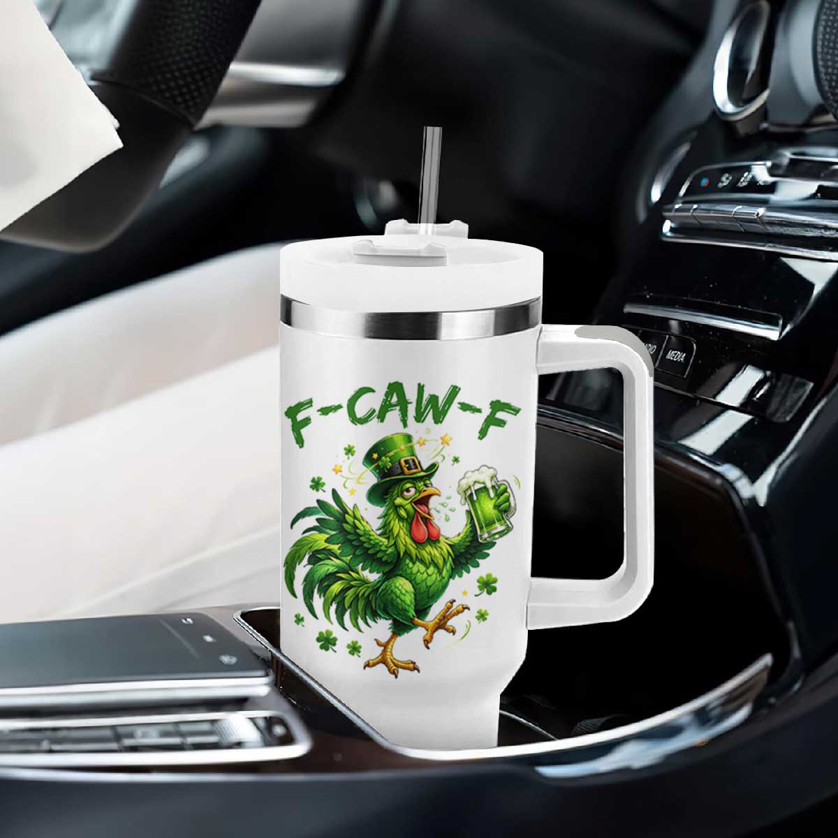 F Caw F Drunk Irish Chicken Tumbler With Handle Funny St Patricks Day Gift TS12 Print Your Wear