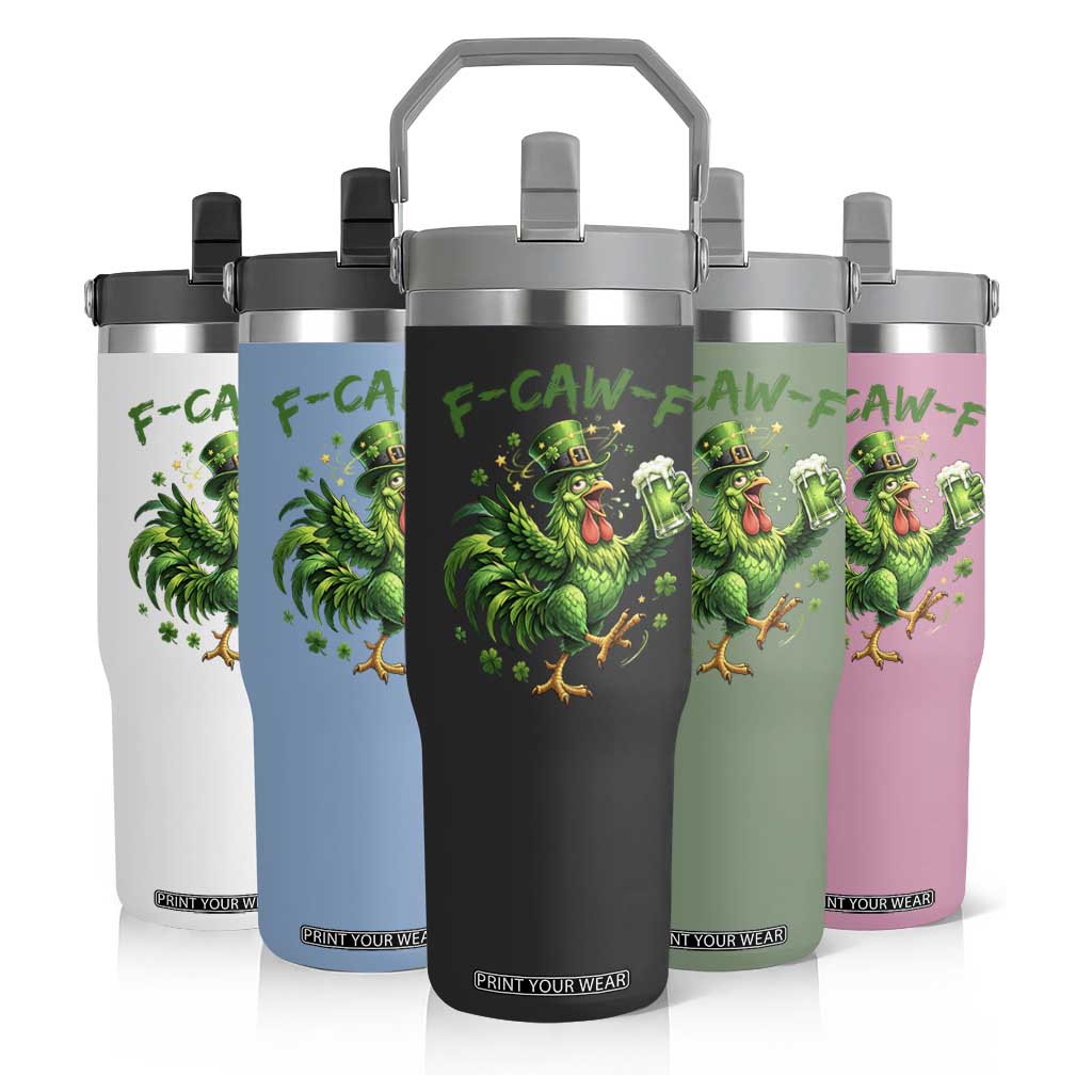 F Caw F Drunk Irish Chicken Flip Straw Tumbler Funny St Patricks Day Gift TS12 Print Your Wear