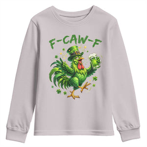 F Caw F Drunk Irish Chicken Youth Sweatshirt Funny St Patricks Day Gift TS12 Ice Gray Print Your Wear