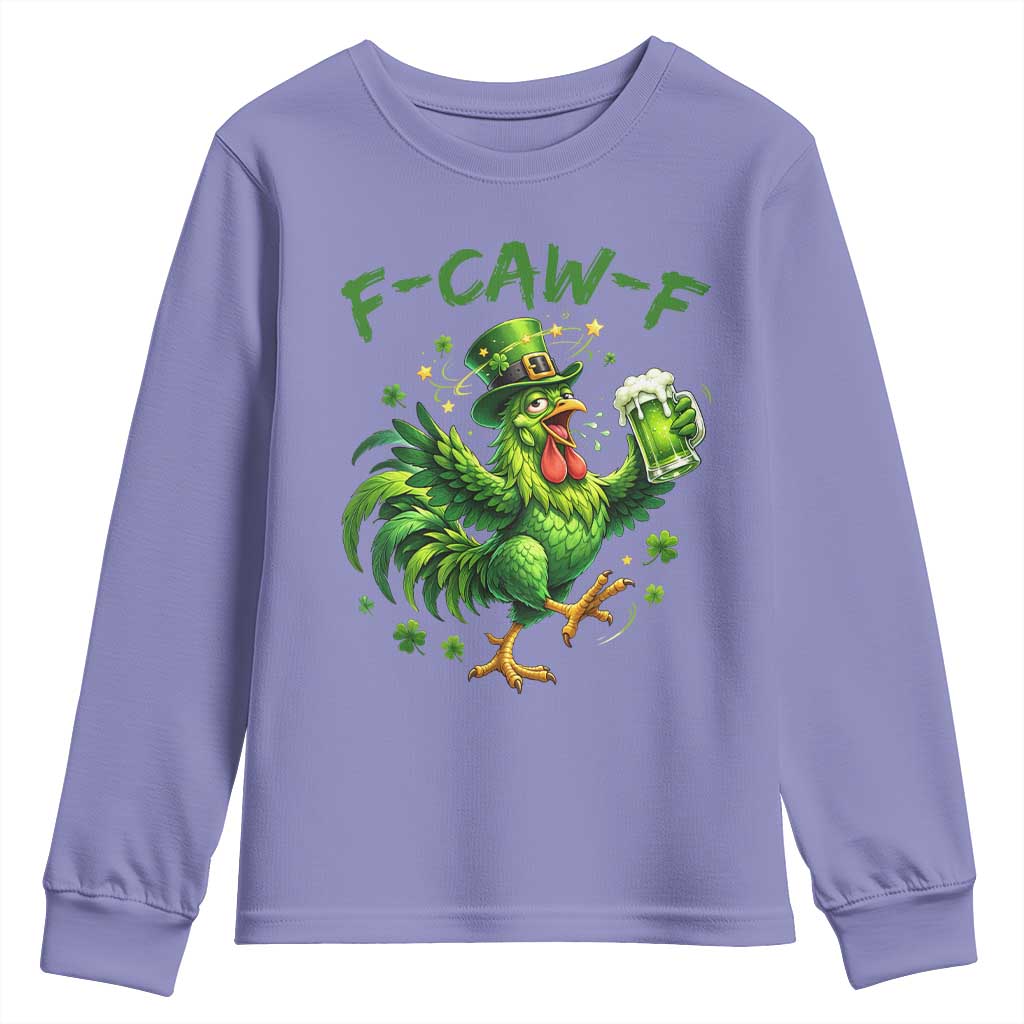 F Caw F Drunk Irish Chicken Youth Sweatshirt Funny St Patricks Day Gift TS12 Violet Print Your Wear