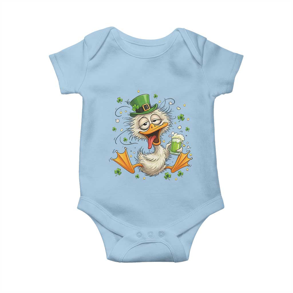 Funny Drunk Irish Duck Baby Onesie St Patricks Day Gift TS12 Light Blue Print Your Wear
