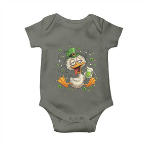 Funny Drunk Irish Duck Baby Onesie St Patricks Day Gift TS12 Military Green Print Your Wear
