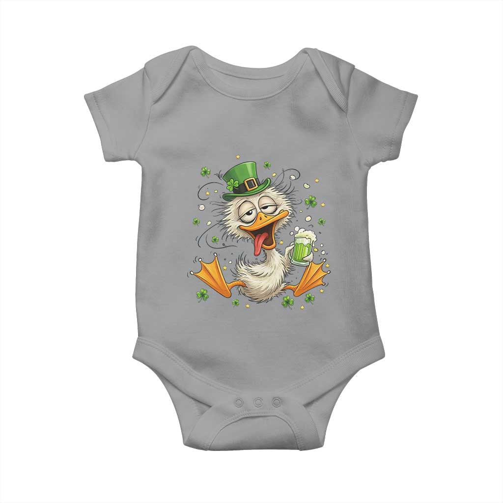 Funny Drunk Irish Duck Baby Onesie St Patricks Day Gift TS12 Sport Gray Print Your Wear