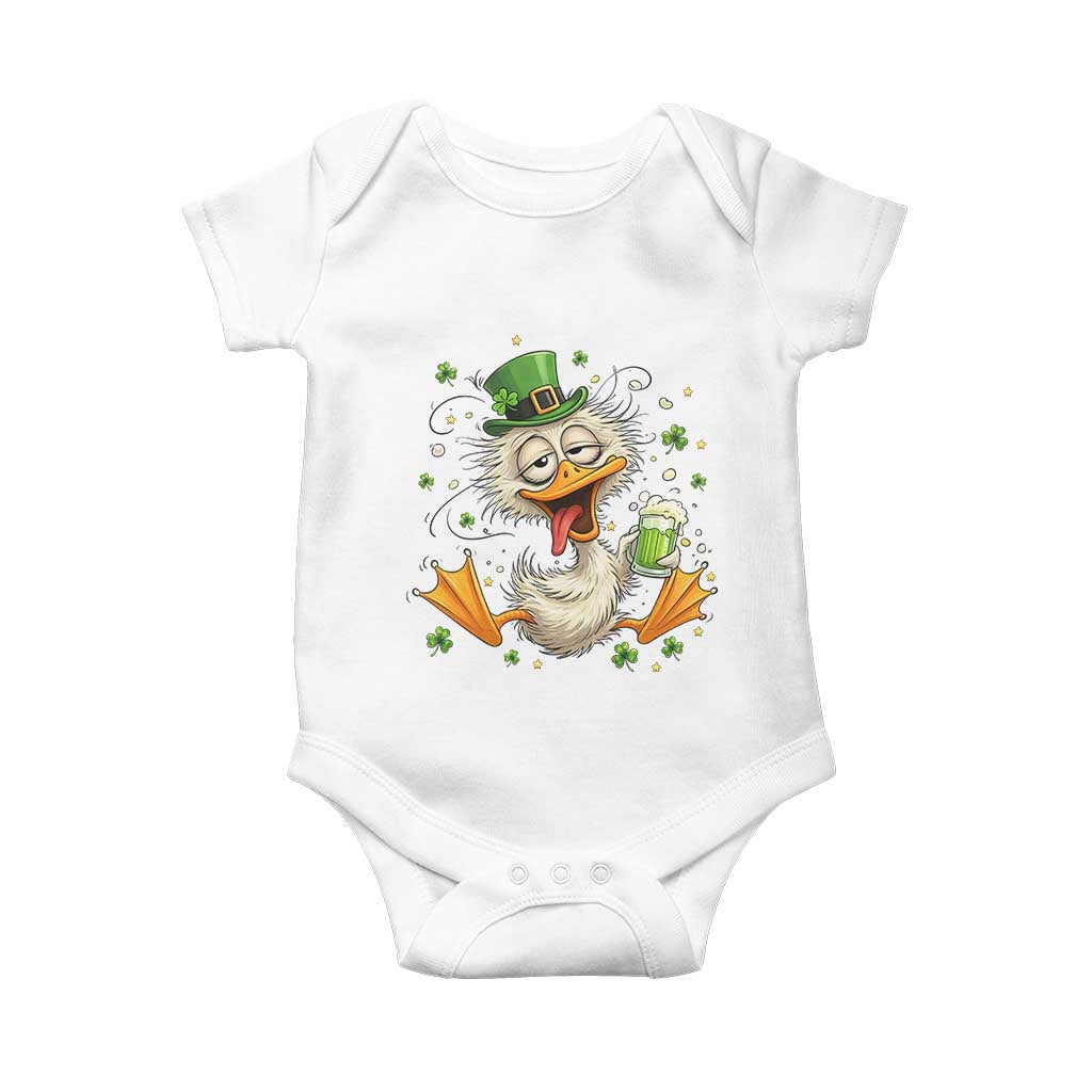 Funny Drunk Irish Duck Baby Onesie St Patricks Day Gift TS12 White Print Your Wear
